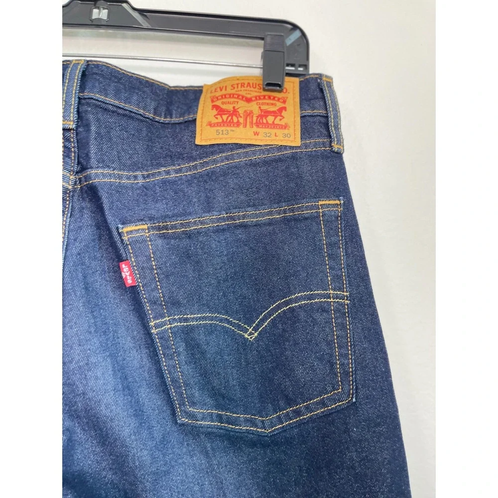 Levis 513 Slim Straight Jeans Mens 32x30 Dark Wash Indigo Denim Pants